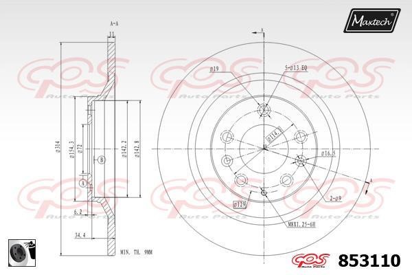 MaxTech 853110.0060 Rear brake disc, non-ventilated 8531100060: Buy near me in Poland at 2407.PL - Good price!