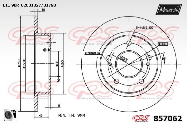 MaxTech 857062.0060 Rear brake disc, non-ventilated 8570620060: Buy near me in Poland at 2407.PL - Good price!