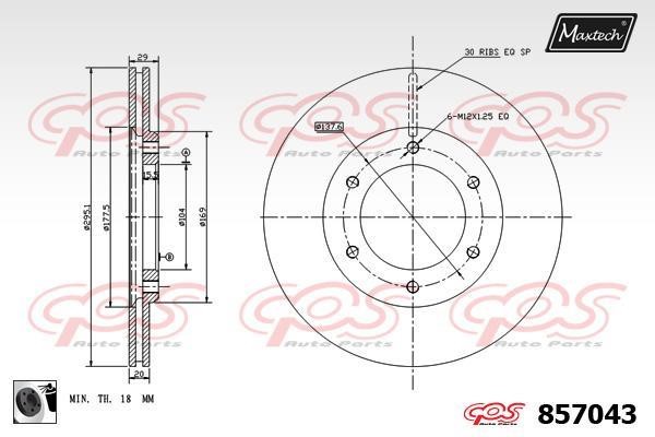 MaxTech 857043.0060 Диск гальмівний передній вентильований 8570430060: Приваблива ціна - Купити у Польщі на 2407.PL!