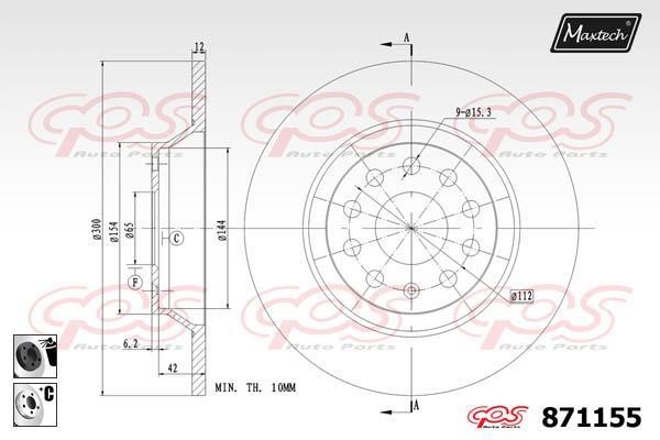 MaxTech 871155.6060 Rear brake disc, non-ventilated 8711556060: Buy near me in Poland at 2407.PL - Good price!