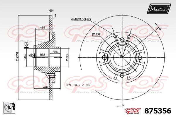 MaxTech 875356.0081 Диск гальмівний задній невентильований 8753560081: Приваблива ціна - Купити у Польщі на 2407.PL!