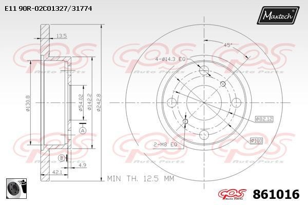 MaxTech 861016.0060 Тормозной диск передний невентилируемый 8610160060: Отличная цена - Купить в Польше на 2407.PL!