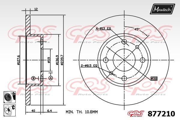 MaxTech 877210.6060 Тормозной диск передний невентилируемый 8772106060: Отличная цена - Купить в Польше на 2407.PL!