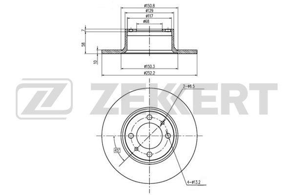 Zekkert BS-5839 Unventilated front brake disc BS5839: Buy near me in Poland at 2407.PL - Good price!