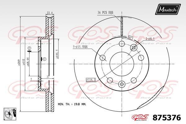 MaxTech 875376.0080 Innenbelüftete Bremsscheibe vorne 8753760080: Kaufen Sie zu einem guten Preis in Polen bei 2407.PL!