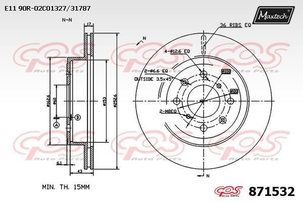 MaxTech 871532.0000 Тормозной диск передний вентилируемый 8715320000: Отличная цена - Купить в Польше на 2407.PL!