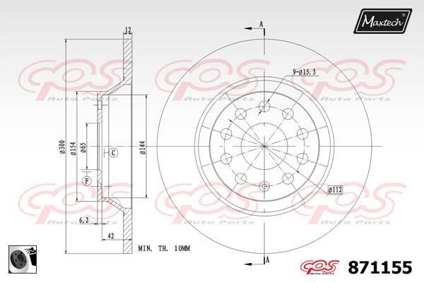 MaxTech 871155.0060 Rear brake disc, non-ventilated 8711550060: Buy near me in Poland at 2407.PL - Good price!