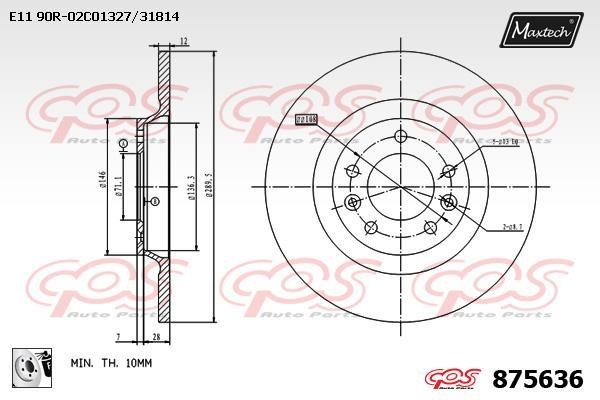 MaxTech 875636.0080 Rear brake disc, non-ventilated 8756360080: Buy near me in Poland at 2407.PL - Good price!