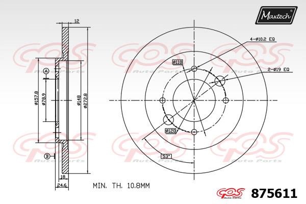 MaxTech 875611.0000 Rear brake disc, non-ventilated 8756110000: Buy near me in Poland at 2407.PL - Good price!