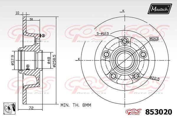 MaxTech 853020.0080 Диск гальмівний задній невентильований 8530200080: Приваблива ціна - Купити у Польщі на 2407.PL!