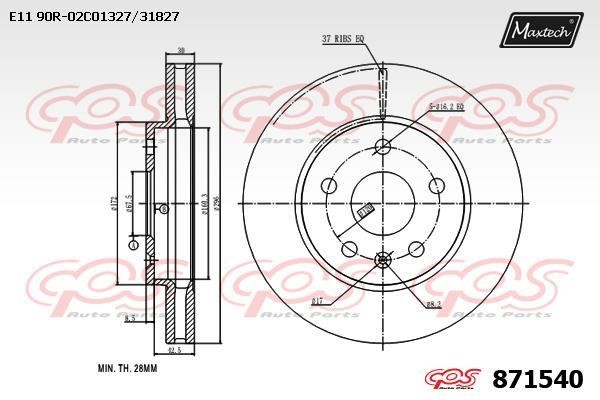 MaxTech 871540.0000 Innenbelüftete Bremsscheibe vorne 8715400000: Kaufen Sie zu einem guten Preis in Polen bei 2407.PL!