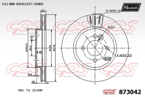 MaxTech 873042.0000 Тормозной диск передний вентилируемый 8730420000: Отличная цена - Купить в Польше на 2407.PL!