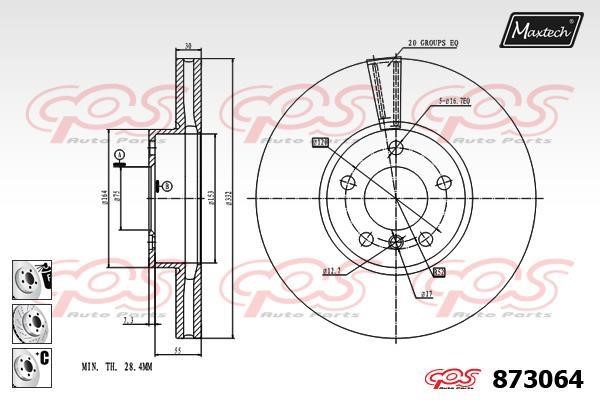 MaxTech 873064.6980 Тормозной диск передний вентилируемый 8730646980: Отличная цена - Купить в Польше на 2407.PL!