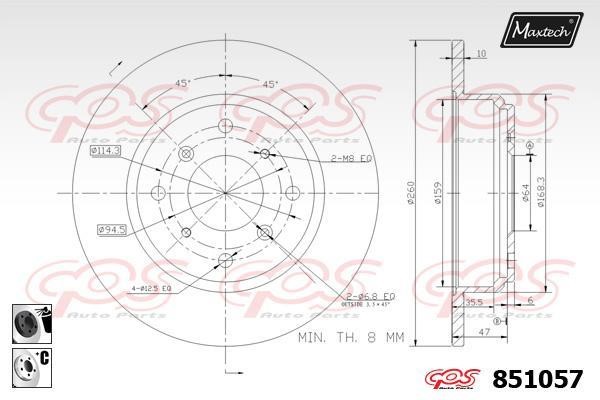 MaxTech 851057.6060 Диск гальмівний задній невентильований 8510576060: Приваблива ціна - Купити у Польщі на 2407.PL!