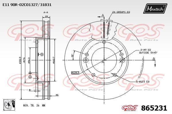 MaxTech 865231.0080 Тормозной диск передний вентилируемый 8652310080: Отличная цена - Купить в Польше на 2407.PL!