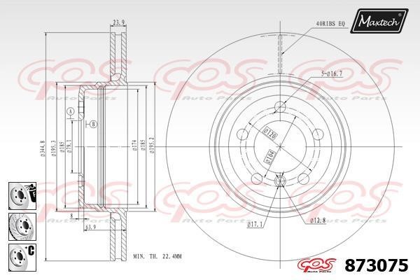 MaxTech 873075.6880 Диск гальмівний задній вентильований 8730756880: Приваблива ціна - Купити у Польщі на 2407.PL!