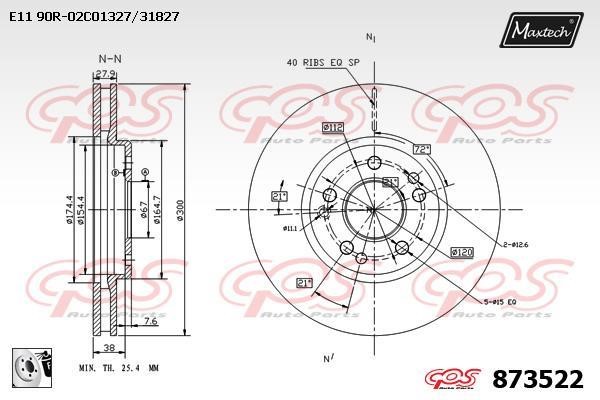 MaxTech 873522.0080 Wentylowana przednia tarcza hamulcowa 8735220080: Dobra cena w Polsce na 2407.PL - Kup Teraz!