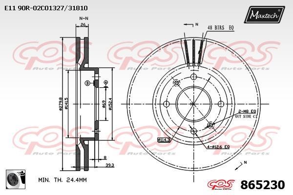 MaxTech 865230.0060 Front brake disc ventilated 8652300060: Buy near me at 2407.PL in Poland at an Affordable price!