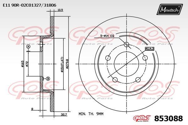 MaxTech 853088.0000 Rear brake disc, non-ventilated 8530880000: Buy near me in Poland at 2407.PL - Good price!