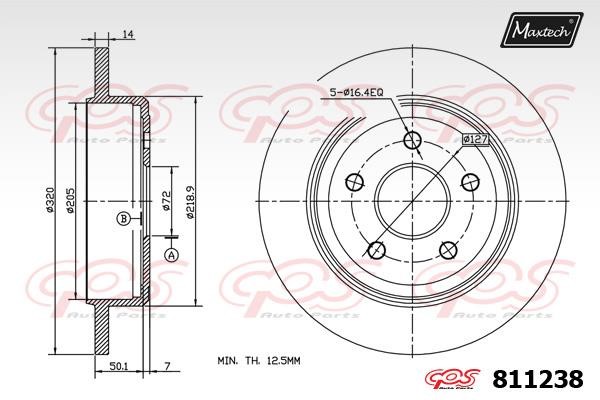 MaxTech 811238.0000 Rear brake disc, non-ventilated 8112380000: Buy near me in Poland at 2407.PL - Good price!