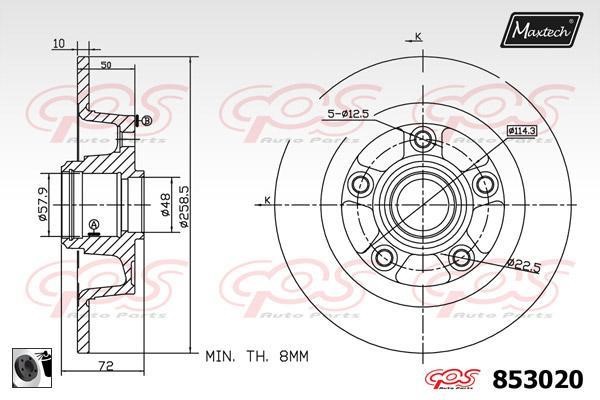 MaxTech 853020.0060 Диск гальмівний задній невентильований 8530200060: Приваблива ціна - Купити у Польщі на 2407.PL!