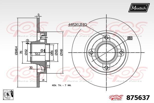 MaxTech 875637.0085 Rear brake disc, non-ventilated 8756370085: Buy near me in Poland at 2407.PL - Good price!