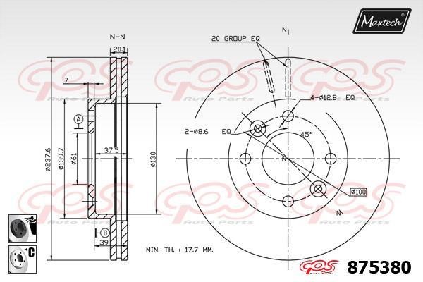 MaxTech 875380.6060 Wentylowana przednia tarcza hamulcowa 8753806060: Atrakcyjna cena w Polsce na 2407.PL - Zamów teraz!