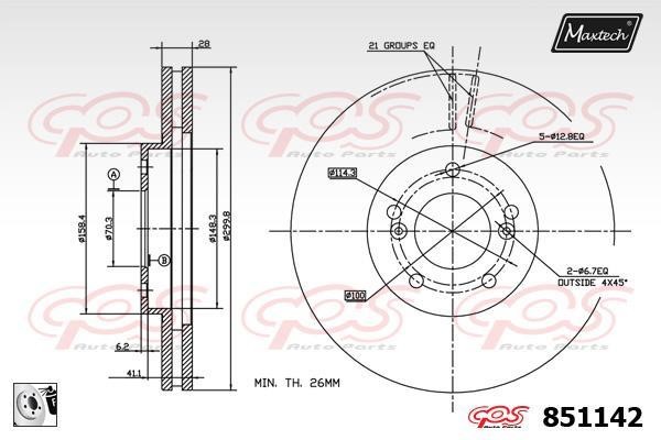 MaxTech 851142.0080 Innenbelüftete Bremsscheibe vorne 8511420080: Bestellen Sie in Polen zu einem guten Preis bei 2407.PL!