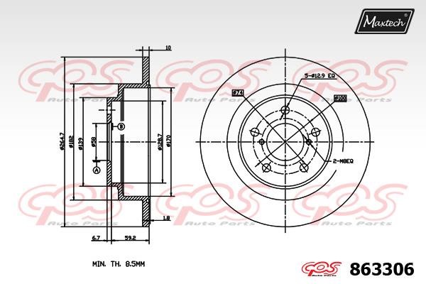 MaxTech 863306.0000 Rear brake disc, non-ventilated 8633060000: Buy near me in Poland at 2407.PL - Good price!
