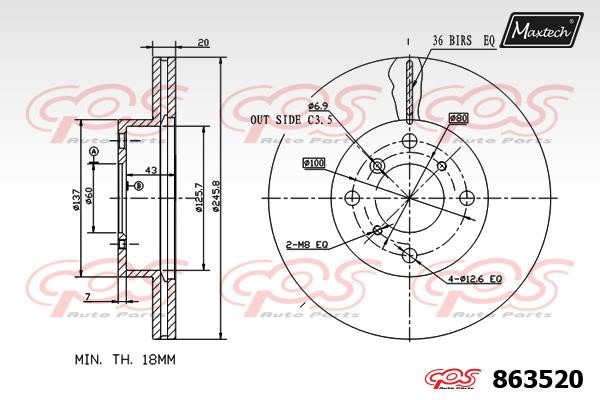 MaxTech 863520.0000 Wentylowana przednia tarcza hamulcowa 8635200000: Dobra cena w Polsce na 2407.PL - Kup Teraz!