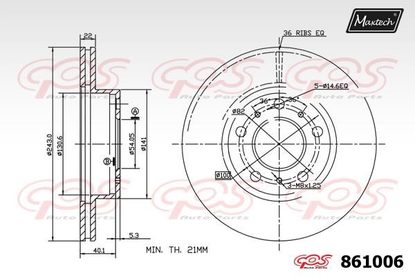 MaxTech 861006.0000 Innenbelüftete Bremsscheibe vorne 8610060000: Kaufen Sie zu einem guten Preis in Polen bei 2407.PL!