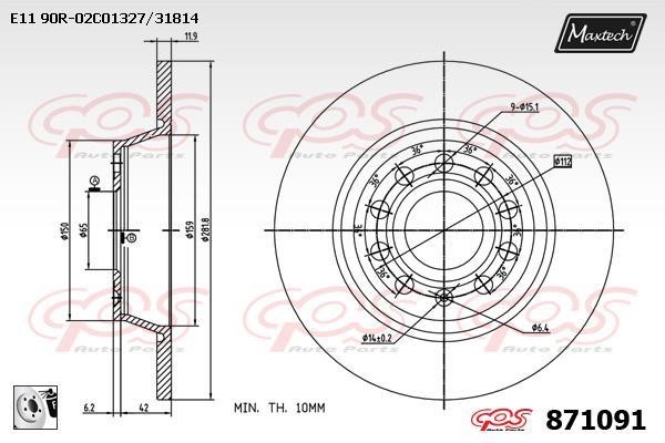 MaxTech 871091.0080 Rear brake disc, non-ventilated 8710910080: Buy near me in Poland at 2407.PL - Good price!