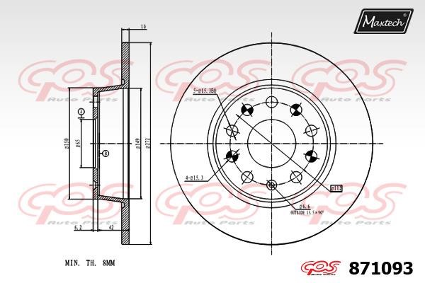 MaxTech 871093.0000 Rear brake disc, non-ventilated 8710930000: Buy near me in Poland at 2407.PL - Good price!