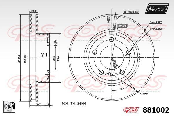 MaxTech 881002.0080 Тормозной диск передний вентилируемый 8810020080: Отличная цена - Купить в Польше на 2407.PL!