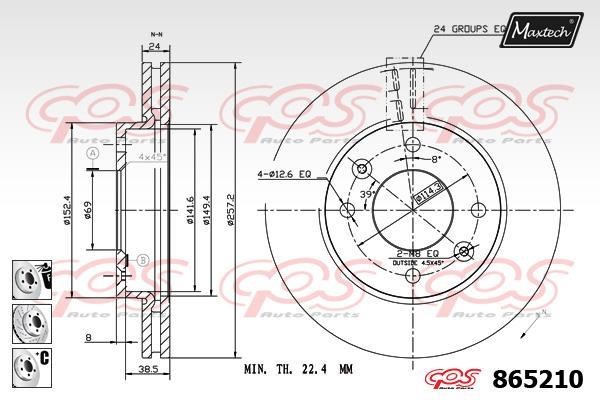 MaxTech 865210.6980 Диск гальмівний передній вентильований 8652106980: Приваблива ціна - Купити у Польщі на 2407.PL!