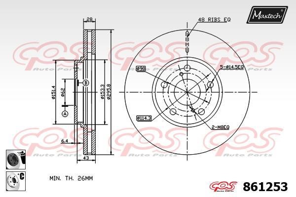 MaxTech 861253.6060 Тормозной диск передний вентилируемый 8612536060: Отличная цена - Купить в Польше на 2407.PL!