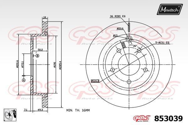 MaxTech 853039.0080 Тормозной диск задний вентилируемый 8530390080: Отличная цена - Купить в Польше на 2407.PL!