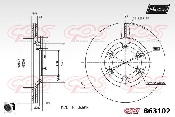 MaxTech 863102.0060 Тормозной диск передний вентилируемый 8631020060: Отличная цена - Купить в Польше на 2407.PL!