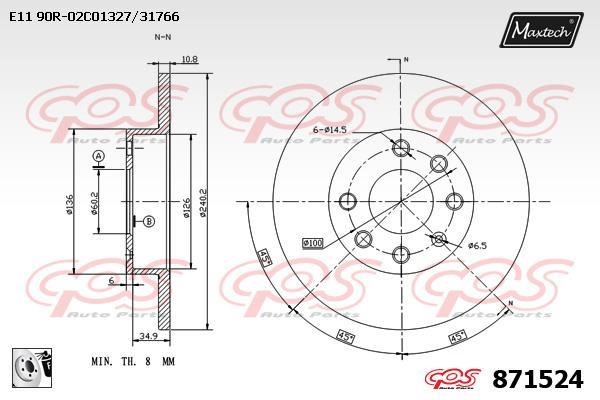 MaxTech 871524.0080 Niewentylowana przednia tarcza hamulcowa 8715240080: Dobra cena w Polsce na 2407.PL - Kup Teraz!