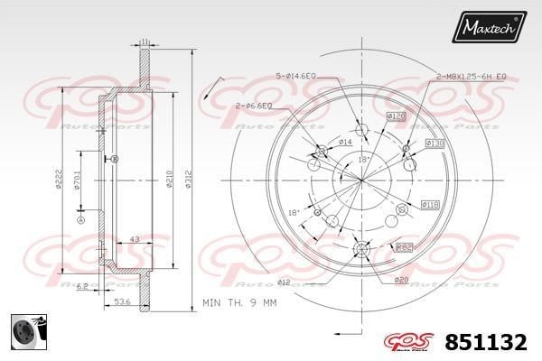 MaxTech 851132.0060 Диск гальмівний задній невентильований 8511320060: Приваблива ціна - Купити у Польщі на 2407.PL!