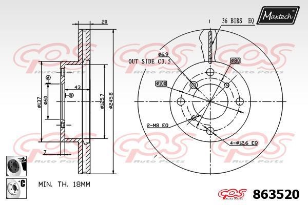 MaxTech 863520.6060 Innenbelüftete Bremsscheibe vorne 8635206060: Kaufen Sie zu einem guten Preis in Polen bei 2407.PL!