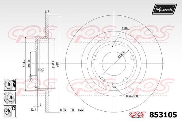 MaxTech 853105.6980 Brake disk 8531056980: Buy near me in Poland at 2407.PL - Good price!