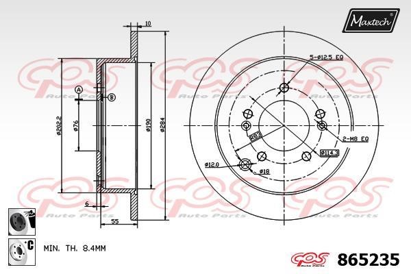 MaxTech 865235.6060 Rear brake disc, non-ventilated 8652356060: Buy near me in Poland at 2407.PL - Good price!