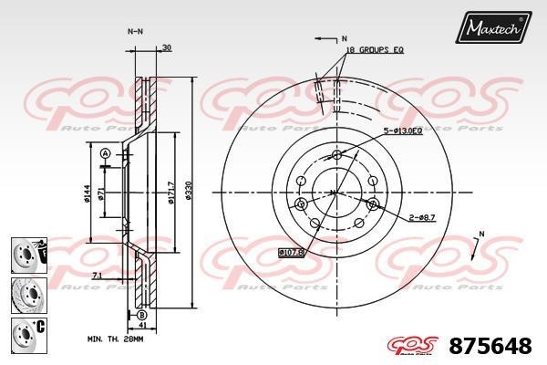 MaxTech 875648.6980 Тормозной диск передний вентилируемый 8756486980: Отличная цена - Купить в Польше на 2407.PL!