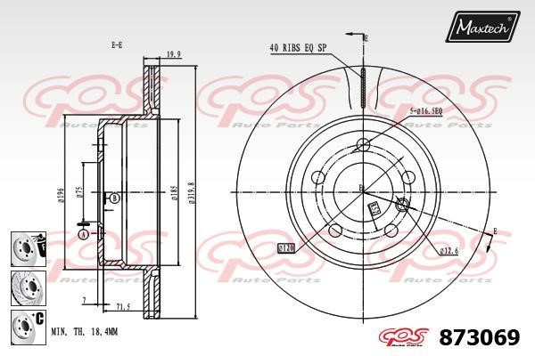 MaxTech 873069.6880 Rear ventilated brake disc 8730696880: Buy near me in Poland at 2407.PL - Good price!