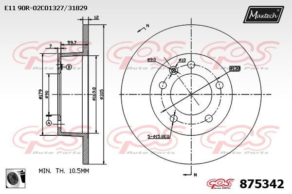 MaxTech 875342.0060 Rear brake disc, non-ventilated 8753420060: Buy near me in Poland at 2407.PL - Good price!
