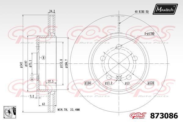 MaxTech 873086.0080 Wentylowana tarcza hamulcowa z tyłu 8730860080: Atrakcyjna cena w Polsce na 2407.PL - Zamów teraz!