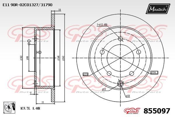 MaxTech 855097.0080 Rear brake disc, non-ventilated 8550970080: Buy near me in Poland at 2407.PL - Good price!
