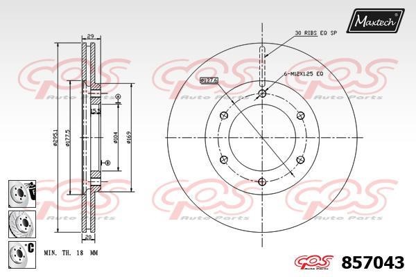 MaxTech 857043.6880 Wentylowana przednia tarcza hamulcowa 8570436880: Dobra cena w Polsce na 2407.PL - Kup Teraz!