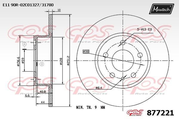 MaxTech 877221.0000 Rear brake disc, non-ventilated 8772210000: Buy near me in Poland at 2407.PL - Good price!